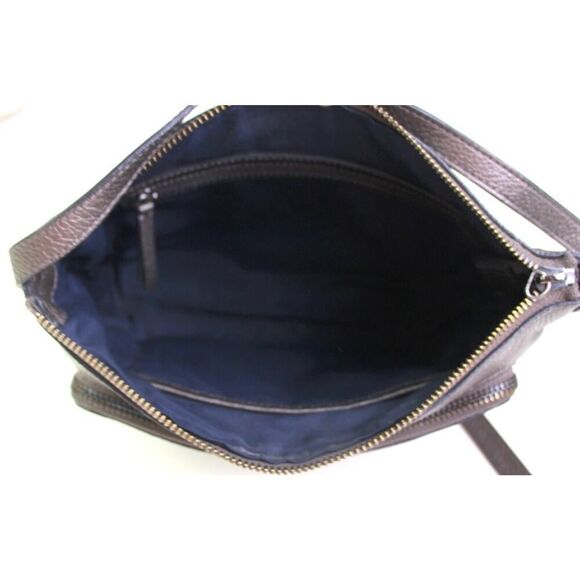 Cole Haan METALLIC BROWN REAL LEATHER ZIP X-BODY ORGANIZER SHOULDER BAG HANDBAG - Picture 14 of 16
